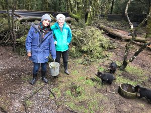 Itzel with Tasmanian Devils
