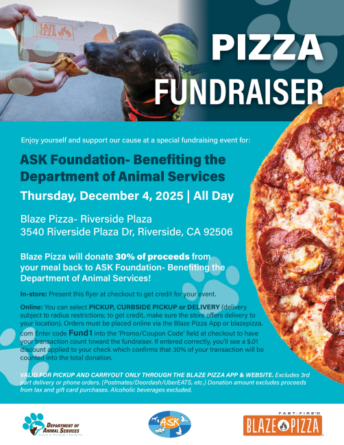 Flyer for Blaze Pizza Fundraiser on December 4, 2025