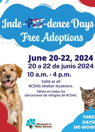 Flyer for Indie pet dense days Free adoption event